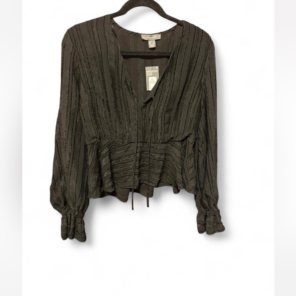 Primark black shirred bodice blouse women’s 12